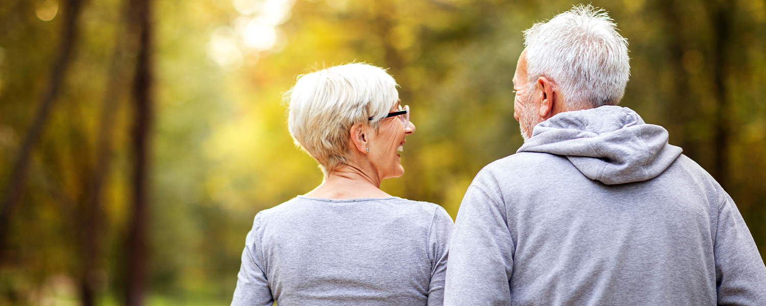Older couple walking together