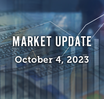 Blue background with the text October 4, 2023 Market Update